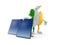 Ireland character with photovoltaic panel