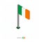 Ireland Flag on Flagpole in Isometric dimension