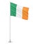 Ireland flag on a flagpole white background 3D illustration