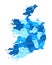 Ireland map. Cities, regions. Vector