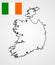 Ireland map contour silhouette and flag.