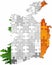 Ireland map made of puzzle background