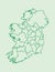 Ireland map vector with counties using green border lines on light background