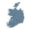 Ireland Map - Vector Solid Contour and State Regions