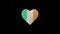 Ireland National Day. March 17. Heart animation with alpha matte. Heart shape made out of shiny spheres animation. 3D rendering