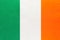 Ireland national fabric flag with emblem, textile background