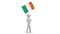 Ireland waving flag. 3d Man holding and waving Irish flag on transparent background. Loop. Alpha channel. 4K.