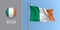 Ireland waving flag on flagpole and round icon vector illustration