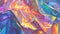 Iridescent Crinkled Fabric with smooth texture. Holographic Rainbow colors background. AI Generated