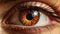 Iridescent Gaze: Minimalistic Luminous Copper Orange Eyes