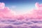 Iridescent Pink and Blue Clouds Encircled by Neon Frame. Luminous Sky with Rectangular Glow