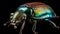 Iridescent sheen of beetles shell, close-up. AI generated