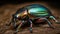Iridescent sheen of beetles shell, close-up. AI generated