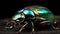 Iridescent sheen of beetles shell, close-up. AI generated