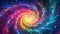 Iridescent sparkle rainbow fairy dust spiral swirl. Glitter shimmer galaxy spin. Generative AI