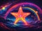 Iridescent Stardust Serenade: Mesmerizing Rainbow Neon Star against the Darkness