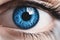Iris eyes. Blue eye iris. Close-up of the eye. Selective focus. AI generated