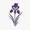 Iris Flower Vector Icon: Dark Purple Silhouette For Minimalistic Design