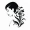 Iris Silhouette Vector: Elegant Flower Head Scarf Tattoo Illustration