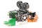 Irish cinematography, film industry concept. 3D rendering