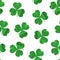 Irish clover leaves green seamless watercolor pattern.