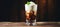 Irish Coffee with Cream in Glass on Wooden Table, Free Space for Text or Design, Relaxing Beverage