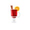 Irish Coffee Glass hot drink with lemon or orange. Tea, red wine, mulled wine, coctail, high glass