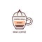 Irish coffee recipe icon - hot drink cup with whiskey layer