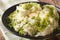 Irish colcannon - mashed potatoes with savoy cabbage closeup.