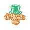 Irish composition with green leprechaun hat, label saint patrick day.