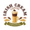 Irish Cream Coffee. Cafe emblem