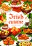 Irish cuisine food of meat, vegetable, fish dishes