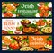 Irish cuisine meat, vegetable, fish, food banners