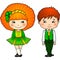 Irish dancing kids in traditional costumes