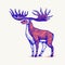 Irish elk or Giant deer or Great Horn. Prehistoric mammals. Extinct animal. Vintage retro vector illustration. Doodle