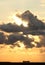 Irish Ferry silhouette sunset over Morecambe Bay