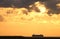 Irish Ferry silhouette sunset over Morecambe Bay