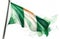 Irish flag fluttering in the wind, free space for text, background illustration for St. Patrick\\\'s Day