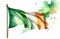 Irish flag fluttering in the wind, free space for text, background illustration for St. Patrick\\\'s Day