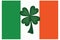 Irish Flag with Green Four Leaf Clover