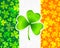 Irish flag with green and orange clovers