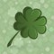 Irish holiday St. Patrick`s Day theme. Cartoon vector icon. Green cloverleaf leaf on a seamless pattern
