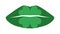 Irish kiss. Green lips with shamrock. Vector