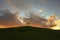 Irish landscape. Ireland. The lonely tree. Isolated tree on the top of a hill. Cloudscape