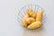 Irish Potatoes in a round metal basket