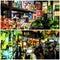 Irish pubs interior scene collage, ushuaia, argentina