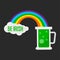 Irish symbol Saint Patrick day beer and rainbow