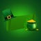 Irish traditional pot full of gold coins with leprechaun hat and space given for your message. St. Patrick`s Day.