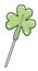 Irish trefoil lucky shamrock clover leave shaped red sweet lollipop hard candy on a stick. Saint Patrick day doodle