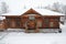 Irkutsk region,RU-Feb,18 2017: The building of the Volost Management. Museum of Wooden Architecture Taltsy